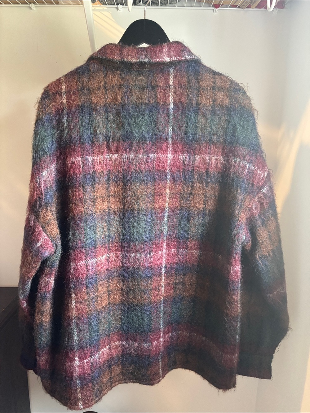 Represent @ Simons Mohair Wool Plaid Oversized Overshirt Jacket L - Picture 4 of 5